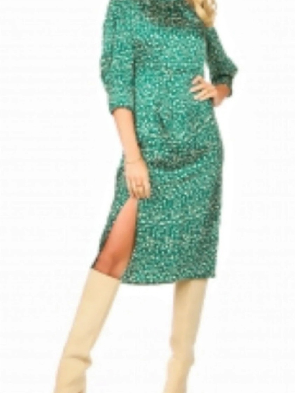 ba&sh green Edmee Printed Midi Dress